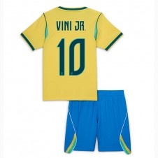 Brasil Vinicius Junior #10 Hjemmedraktsett Barn VM 2026 Kortermet (+ korte bukser)